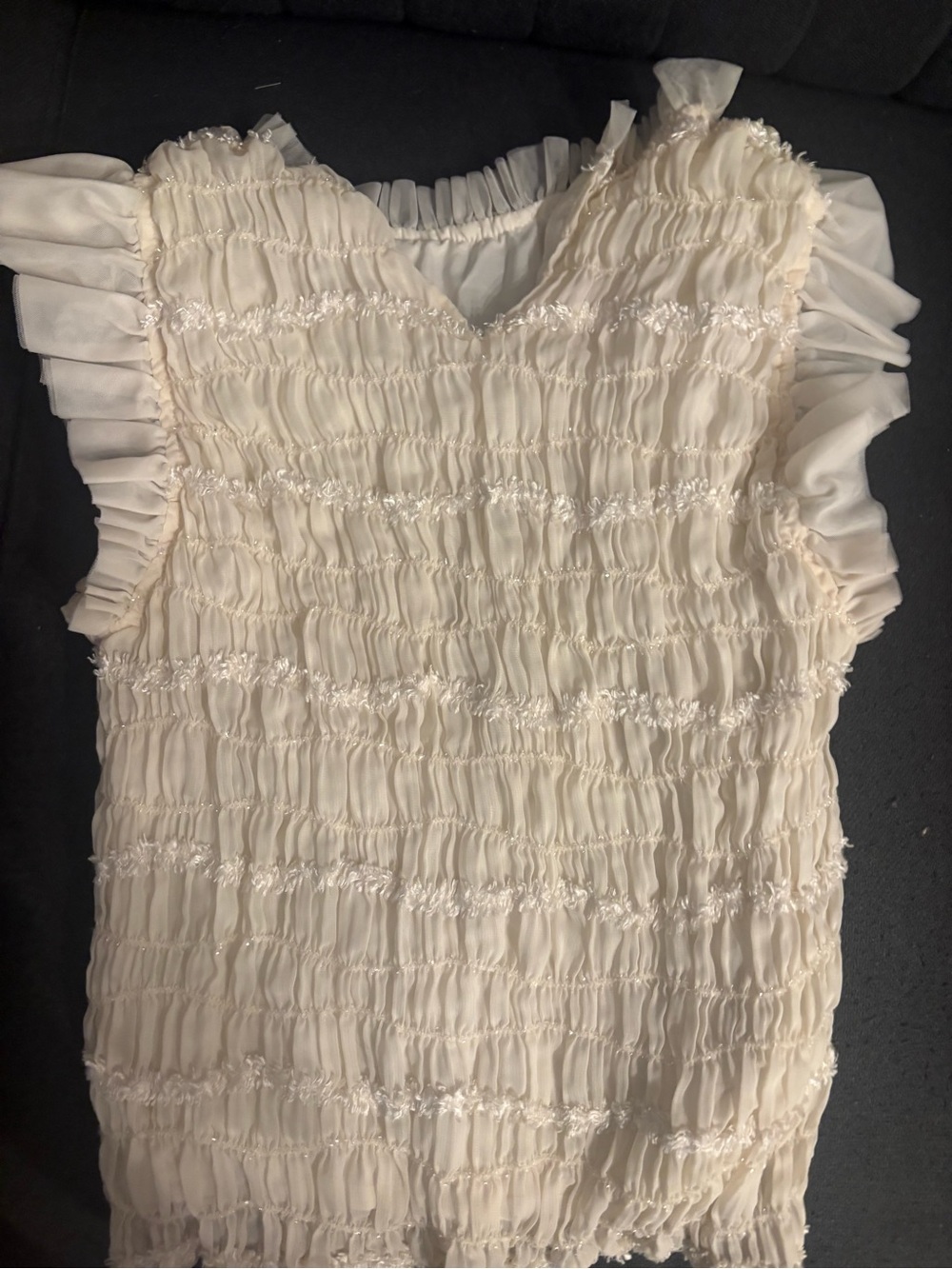 Cream Ruffle Top
